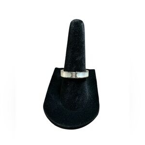 Mother of Pearl and Silver Plated Ring, Size 6